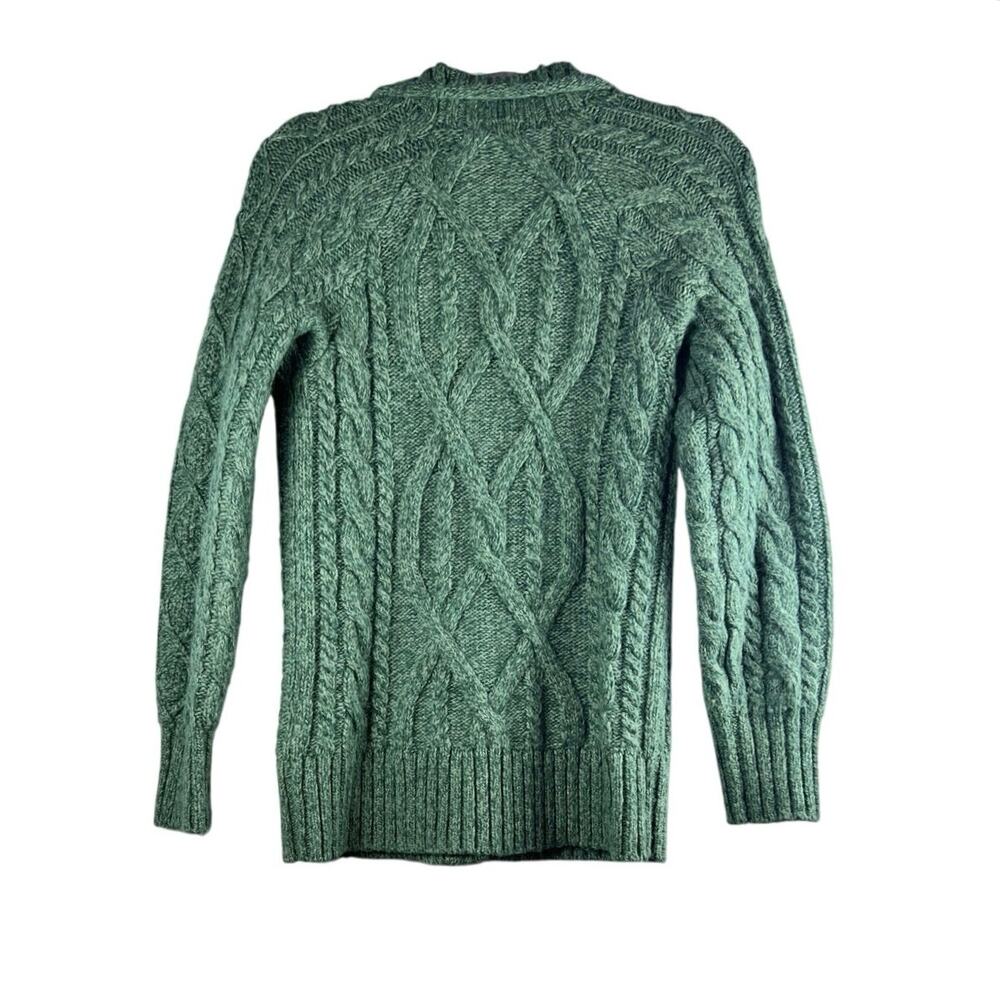 L.L. Bean Green Cable Knit Wool Alpaca Sweater Size XS Coastal Grandma Classic - Picture 2 of 3